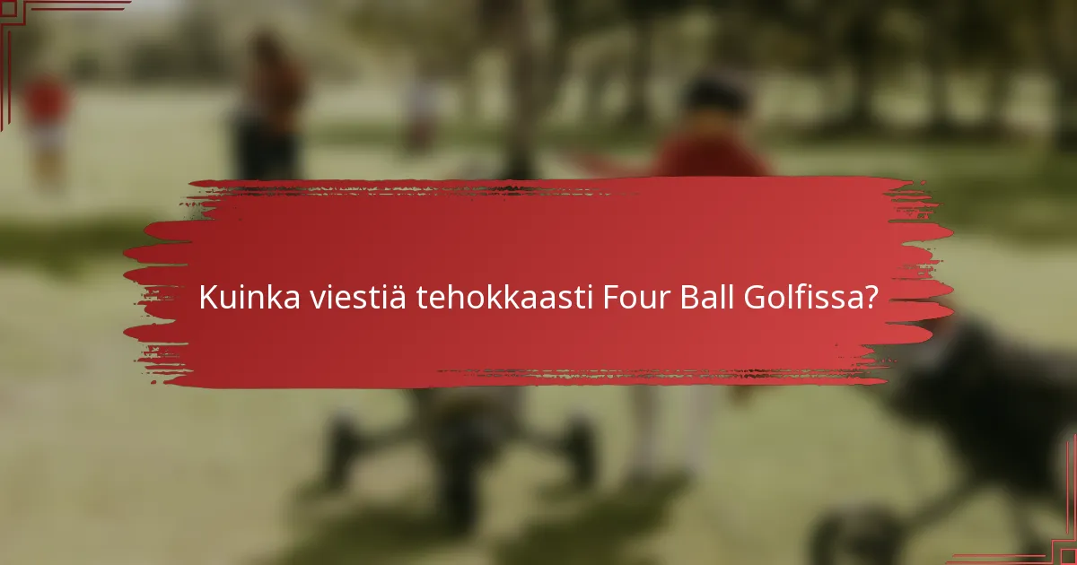 Kuinka viestiä tehokkaasti Four Ball Golfissa?