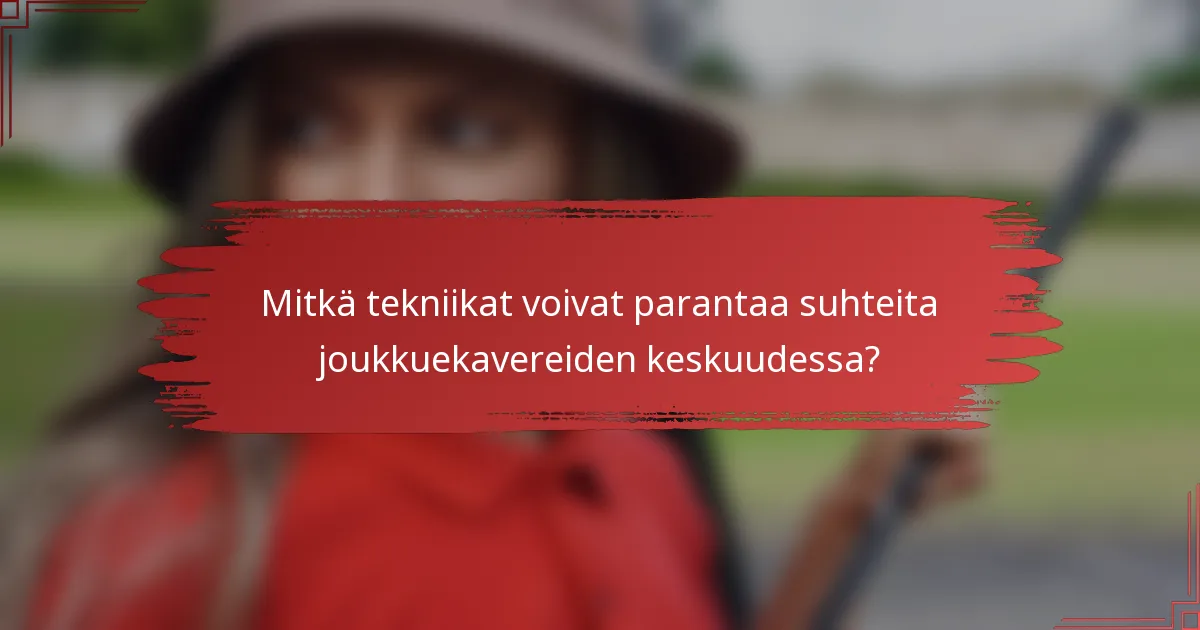 Mitkä tekniikat voivat parantaa suhteita joukkuekavereiden keskuudessa?