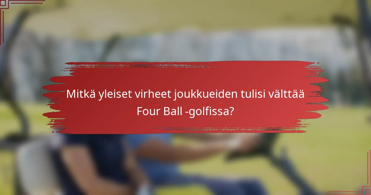 Mitkä yleiset virheet joukkueiden tulisi välttää Four Ball -golfissa?