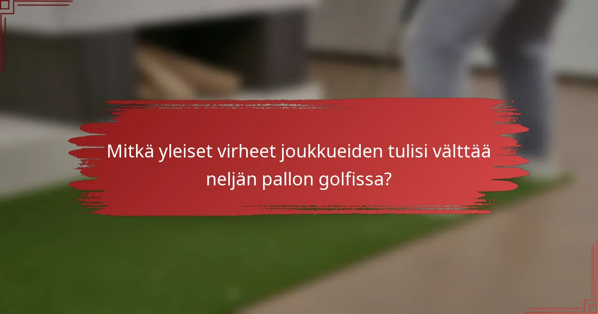 Mitkä yleiset virheet joukkueiden tulisi välttää neljän pallon golfissa?
